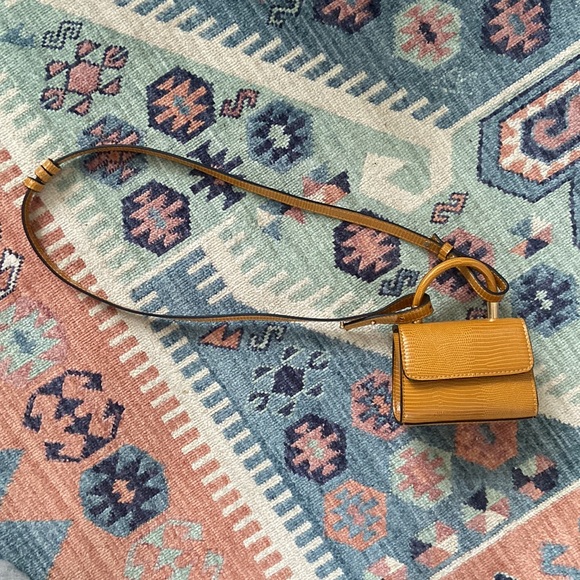 Y2K Topshop mini bag crossbody purse yellow brown gold hardware - Picture 13 of 16